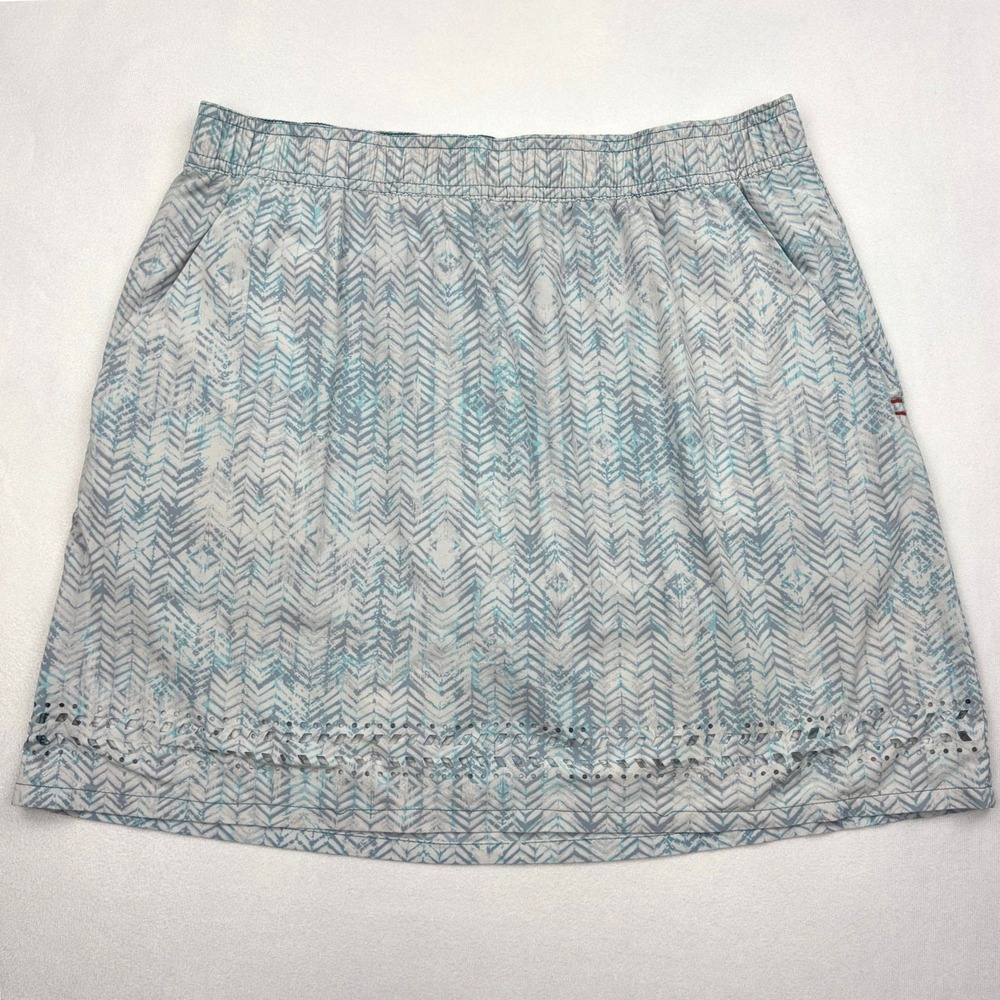 ToadCo Womens Medium Blue Chevron Print Stretch Sunkissed Hiking Travel Skort M